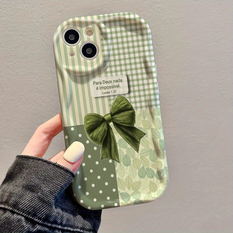 3D Printing Iphone - Green Bow Grid Print Lens Protect