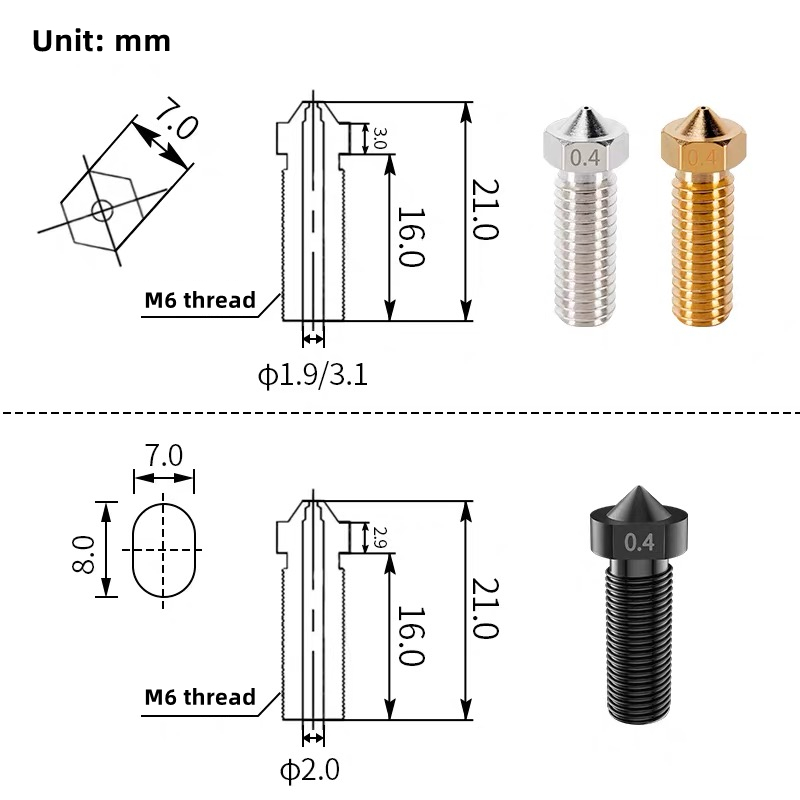 Volcano Nozzle For Artillery S - огляд і ціна 3D Printer Nozzle Brass