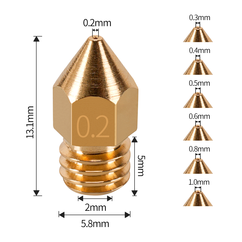 MK7 MK8 Nozzle 0.4mm 0.3mm 0.2 - огляд і ціна 3D Printer Nozzle Brass